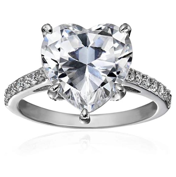 Beautiful Heart Cubic Zirconia Silver Ring - Picture 2 of 5